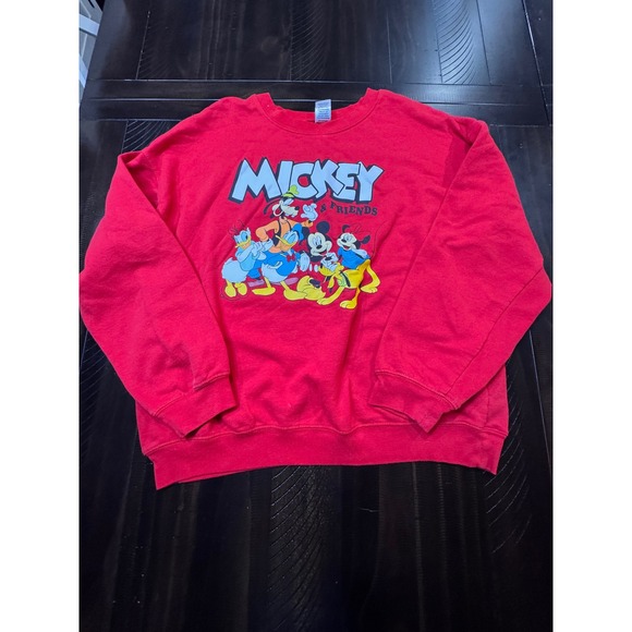 Disney Tops - Disney Mickey & Friends Red Graphic Sweatshirt XXL Mickey Minnie Goofy Pluto